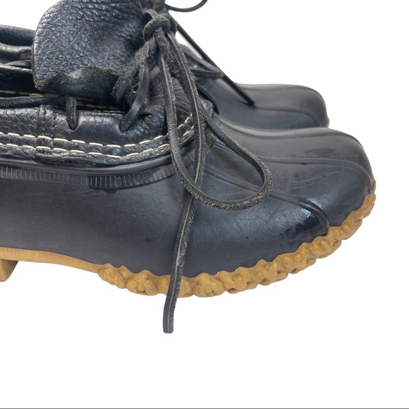 LL Bean Black Duck Boots Low Side Waterproof Size 6 - Picture 2 of 14